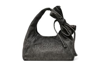 Marc Jacobs The Bow Denim Sack Bag Womens Handbags Black Wash, Cotton/Denim
