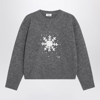 Il Gufo Maglione grigio in lana merino con fiocco di neve