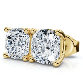 Pompeii3 2Ct TW Cushion Diamond Studs 14k Gold Lab Grown Size: Small