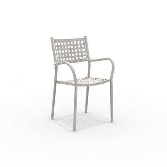 MondoViro Conjunto de 8 sillones de metal gofrado blanco 53x53 cm 85h