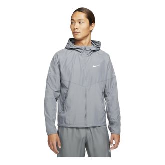 Nike Mens Nike As Nk Rpl Miler Jkt Reflective Logo Printing Woven Sports Hooded Jacket Gray DD4747-084