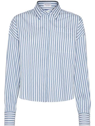 Brunello Cucinelli Gestreepte blouse - Blauw