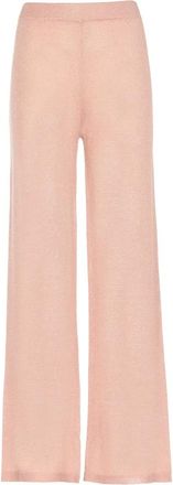 KANGRA Pink Cashmere Viscose Trousers with Lurex - female - Kangra - Wide Trousers - Pink - 2XS - Trousers