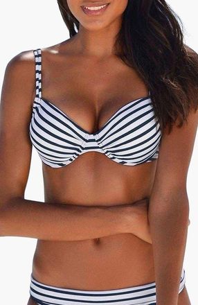 Lascana Womens Pattern Underwire Bikini Top Size 38DDD in Navy Striped at Nordstrom
