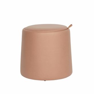 Mobili Rebecca Puff redondo con almacenaje en polipiel rosa 42x45x45
