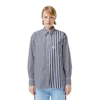 Lacoste Dames-katoenen overhemd met strepen van Bandier (Marine)