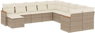 vidaXL Set De Sof&aacute;s De Jard&iacute;n 11pzas Con Cojines Rat&aacute;n Sint&eacute;tico Beige Vidaxl