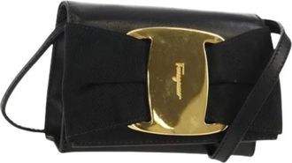 Ferragamo Pre-owned Cross Body Bags, female, Black, Size: ONE SIZE Pre-owned Leather Shoulder Bag