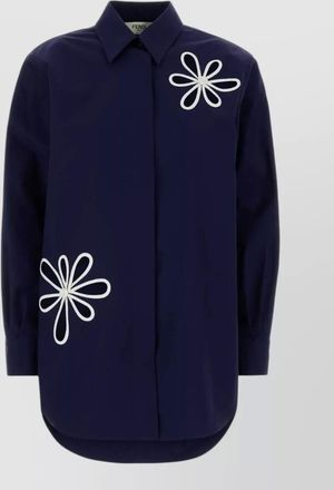 Fendi poplin shirt featuring floral embellishments