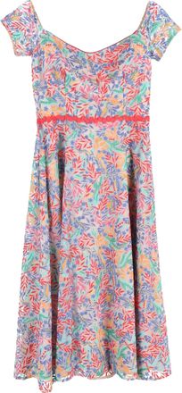 Saloni Printed Off-Shoulder Midi Dress in Multicolor Polyester