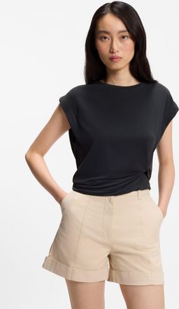 Boss Orange by Hugo Boss Kurzarmshirt BOSS ORANGE Ebony Premium Damenmode, Damen, Gr. XL, schwarz 001, Single Jersey, Obermaterial: 70% Modal, 30% Polyester, unifarben, Rundha