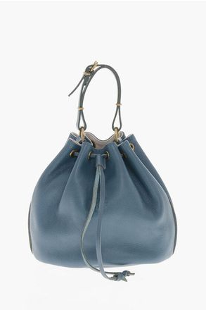 IL BISONTE Textured Leather Bucket Bag with Removable Shoulder Strap size Unica