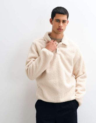 Blend polo in maglia teddy grigio
