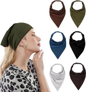OEM Pa&ntilde;uelo Para Mujer, 6 Piezas, Pa&ntilde;uelo Triangular, Pa&ntilde;uelo, Gorro, Pa&ntilde;uelo Triangular, Turbante, Cintas Para El Pelo, Bundt, Pa&ntilde;uelo De Color Liso