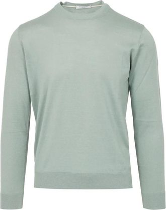 Paolo Pecora Round-neck Truien - Heren - Ronde hals truien - Groen - S - Katoen - Truien & Vesten