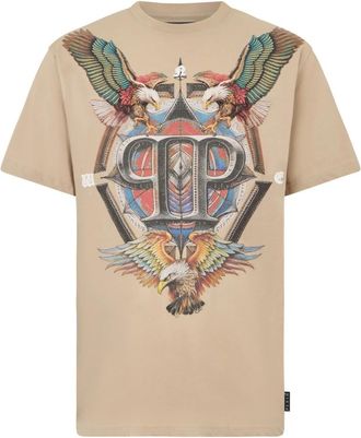 Philipp Plein Rondhals T-Shirt Eagle Tattoo - Heren - T-shirts - Beige - XS - Katoen - Tops