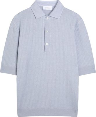 Lardini Ribbed Linen-blend Polo Shirt - Light Blue - XL