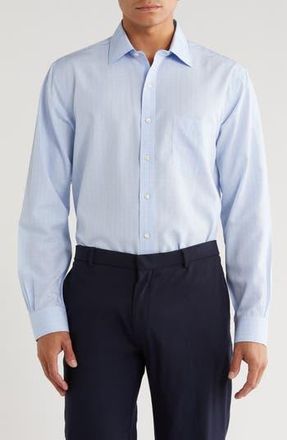 Brooks Brothers Regular Fit Grid Check Non-Iron Cotton Button-Down Shirt in Blue at Nordstrom Rack, Size 16.5 - 32/33