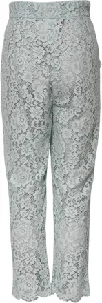 Dolce & Gabbana Womens Floral Lace Trousers Green Cotton Viscose Nylon