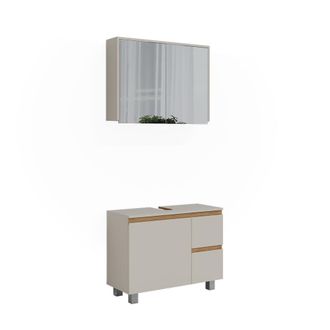 Vicco Conjunto De Muebles De Ba&ntilde;o J-shape, Cachemira/artesanal, 2 Partes, Vicco
