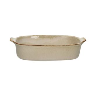 POMAX Fuente de horno de gres beige 29x19x7 cm