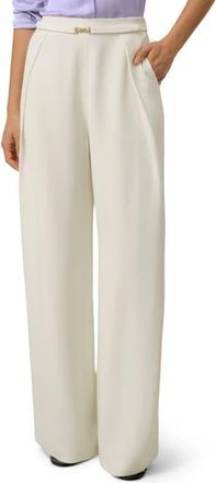 LilySilk Heavy-Weight Silk Crepe Wide-Leg Pant in Natural White at Nordstrom, Size 14