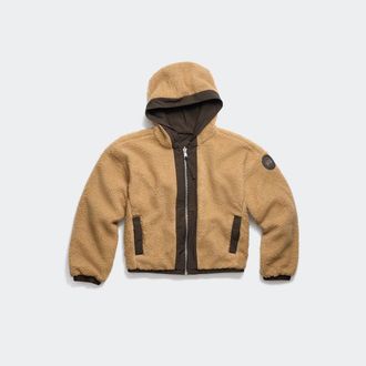 Canada Goose Womens Alberni Reversible Fleece Bomber (Women, Ecru Beige/Terra, L)