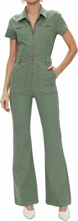 Pistola Denim Martina Short Sleeve Flare Jumpsuit In Colonel