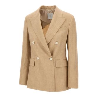 Eleventy Blazers, female, Beige, Size: M Double-Breasted Blazer