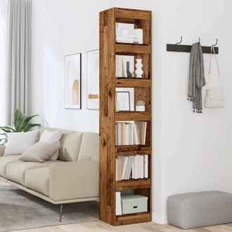 Berkfield Home Decorative Book Cabinet/Room Divider Old Wood 40x30x198 cm in Brown | Size: 40 x 30 x 198 cm