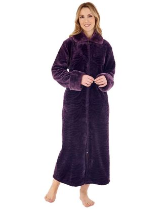 Slenderella HC88337 Womens Purple Dressing Gown Small
