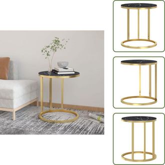 Les Tendances Tavolino oro e marmo nero - vidaXL Tavolino Oro e Marmo Nero 45 cm in Vetro Temperato