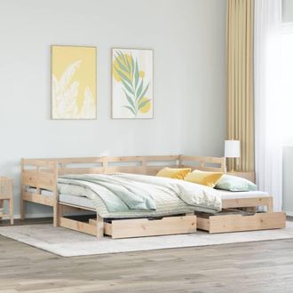 Berkfield Home Daybed with Trundle & Drawers without Mattress 90x190 cm Single in Brown