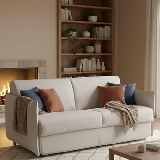 Dmora Sof&aacute; Cama 2 Plazas Trissino, Desenfundable, Contenedor Made In Italy, Apertura Abatible, 180x95 Cm Gris Claro