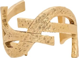 Saint Laurent Cassandre open cuff bracelet - women - Brass - S - Gold