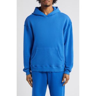 Elwood Core Oversize Organic Cotton Brushed Terry Hoodie in Vintage Cobalt at Nordstrom, Size X-Large