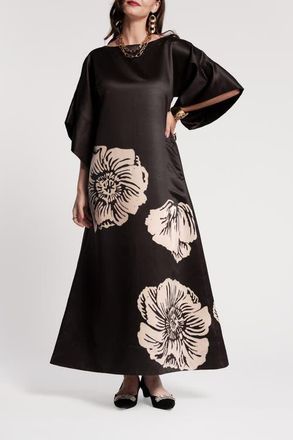Frances Valentine Spinnaker Maxi Dress Carefree Chrysanthemum in Black/camel at Nordstrom, Size X-Large