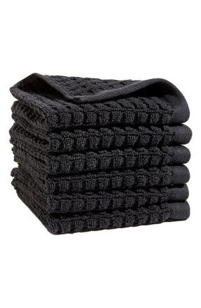 DKNY Quick Dry 6-Pack Cotton Washcloths in Black at Nordstrom