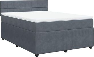 vidaXL Cama Box Spring Con Colch&oacute;n Terciopelo Gris Oscuro 140x200 Cm Vidaxl