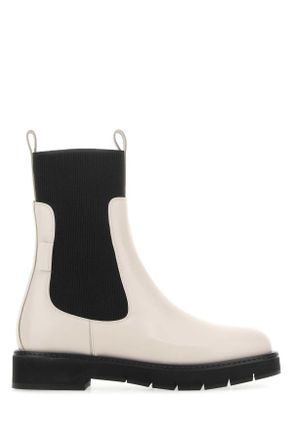Ferragamo Ivory Leather Rook Ankle Boots