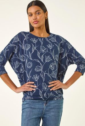 Roman Floral Print Snit Top