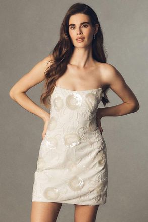 BHLDN Strapless Embellished Mini Dress