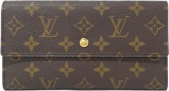 Louis Vuitton Marron Coated Canvas Long Wallet (Tri-Fold) (Pre-Owned)