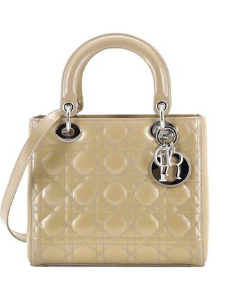 Dior Lady Dior Bag Cannage Quilt Patent Medium satchel - Neutrals