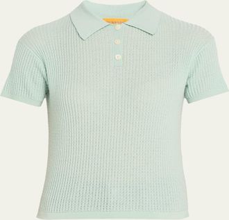 Guest In Residence Cashmere Short-Sleeve Shrunken Polo Sweater