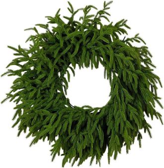 Nearly Natural 20In. Pre-Lit Artificial Real Touch Norfolk Island Pine Wreath
