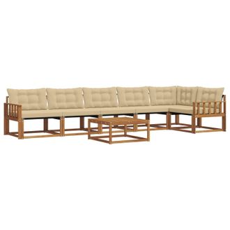 vidaXL Conjunto De Sof&aacute;s De Exterior Con Coj&iacute;n 7 Pcs Natural Y Beige Vidaxl