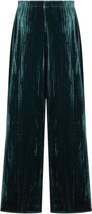 Emporio Armani Losse fluwelen broek - Dames - Wijde Broeken - Groen - L - Katoen - Broeken