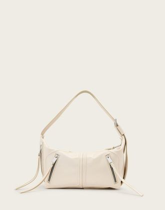 AllSaints Jean Rey - Borsa da spalla in pelle bianco sporco