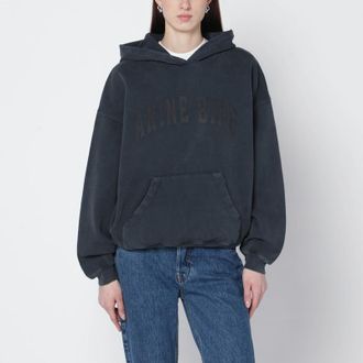Anine Bing Black washed hoodie with distressing